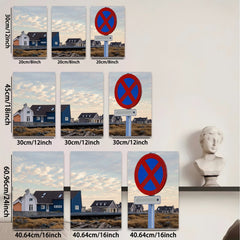 2D flat 1pc Coastal Village Scene Nordic Homes Peaceful Countryside Living Room Bedroom Wall Decor Modern Farmhouse Style Canvas Prints