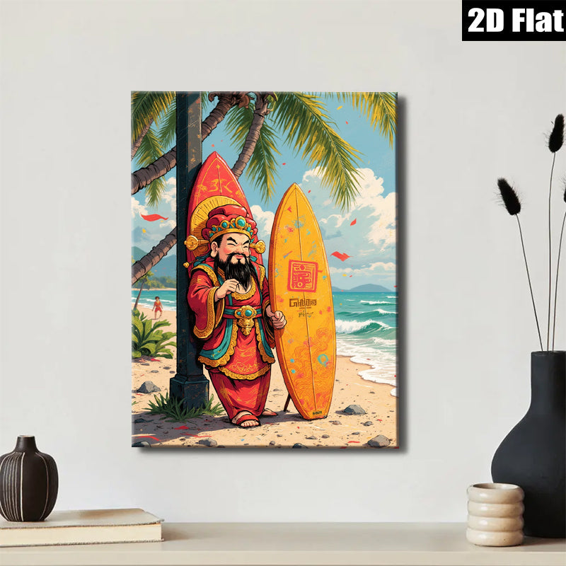2D flat 1pc Coastal Warrior Surfing Beach Wall Art Decor For Living Room Bedroom Gallery Wrapped Canvas Prints Modern Farmhouse Style Home Decoration