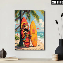 2D flat 1pc Coastal Warrior Surfing Beach Wall Art Decor For Living Room Bedroom Gallery Wrapped Canvas Prints Modern Farmhouse Style Home Decoration