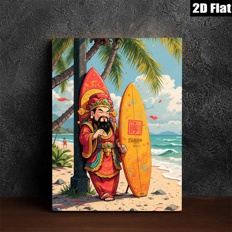 2D flat 1pc Coastal Warrior Surfing Beach Wall Art Decor For Living Room Bedroom Gallery Wrapped Canvas Prints Modern Farmhouse Style Home Decoration
