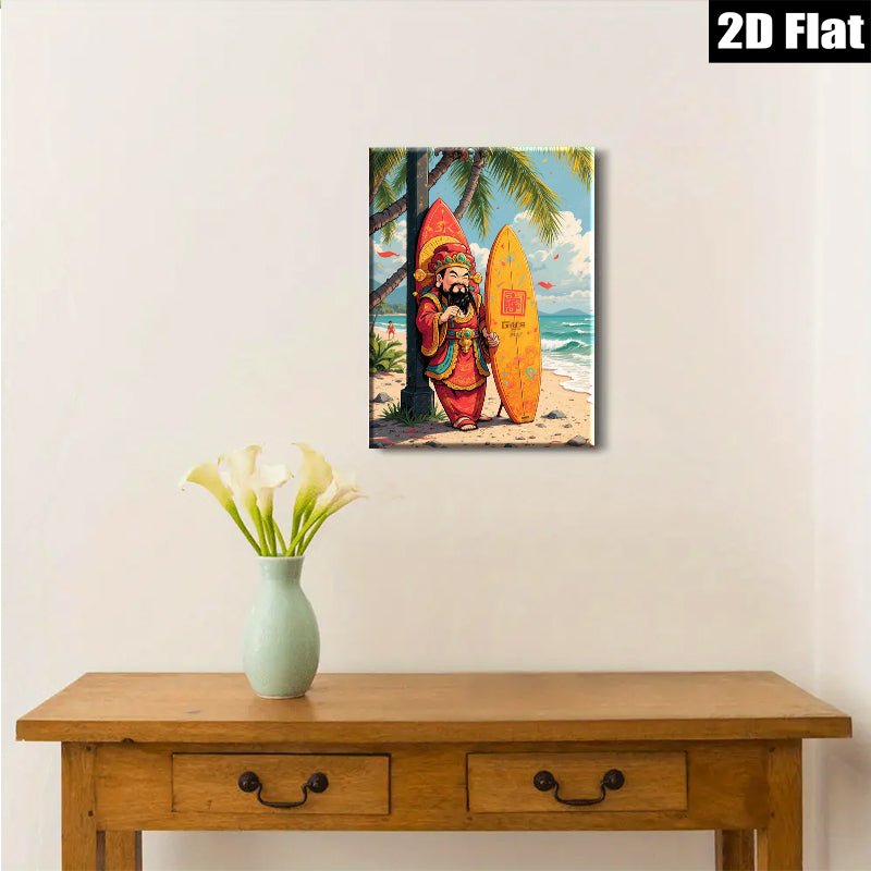 2D flat 1pc Coastal Warrior Surfing Beach Wall Art Decor For Living Room Bedroom Gallery Wrapped Canvas Prints Modern Farmhouse Style Home Decoration