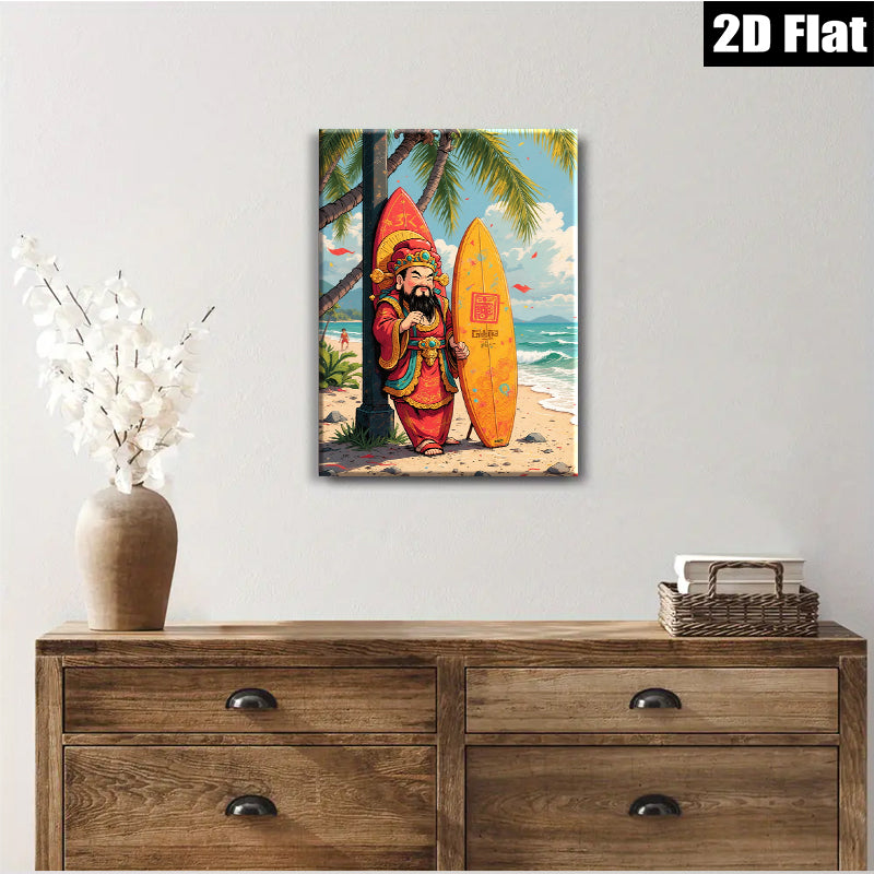 2D flat 1pc Coastal Warrior Surfing Beach Wall Art Decor For Living Room Bedroom Gallery Wrapped Canvas Prints Modern Farmhouse Style Home Decoration