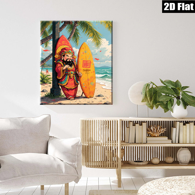 2D flat 1pc Coastal Warrior Surfing Beach Wall Art Decor For Living Room Bedroom Gallery Wrapped Canvas Prints Modern Farmhouse Style Home Decoration