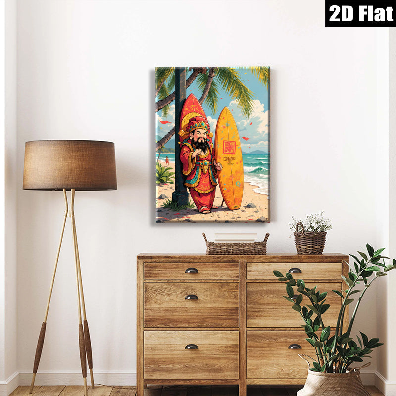 2D flat 1pc Coastal Warrior Surfing Beach Wall Art Decor For Living Room Bedroom Gallery Wrapped Canvas Prints Modern Farmhouse Style Home Decoration