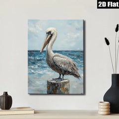 2D flat 1pc Coastal Wildlife Harbor Pelican Bird Art Painting Wall Decor Living Room Bedroom Modern Farmhouse Rustic Beach Theme Canvas Print
