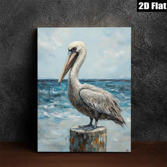 2D flat 1pc Coastal Wildlife Harbor Pelican Bird Art Painting Wall Decor Living Room Bedroom Modern Farmhouse Rustic Beach Theme Canvas Print