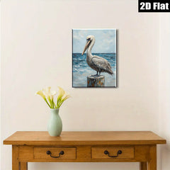 2D flat 1pc Coastal Wildlife Harbor Pelican Bird Art Painting Wall Decor Living Room Bedroom Modern Farmhouse Rustic Beach Theme Canvas Print