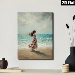 2D flat 1pc Coastal Woman Beach Scene Wall Art Decor Living Room Bedroom Modern Farmhouse Style Canvas Prints Wrapped Ready To Hang Large Size