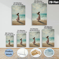 2D flat 1pc Coastal Woman Beach Scene Wall Art Decor Living Room Bedroom Modern Farmhouse Style Canvas Prints Wrapped Ready To Hang Large Size