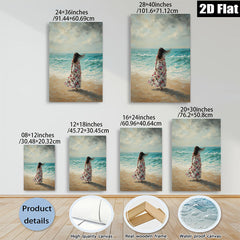 2D flat 1pc Coastal Woman Beach Scene Wall Art Living Room Bedroom Decor Farmhouse Style Canvas Prints for Home Modern Gallery Wrapped Ready to Hang