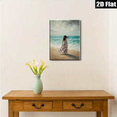 2D flat 1pc Coastal Woman Beach Scene Wall Art Living Room Bedroom Decor Farmhouse Style Canvas Prints for Home Modern Gallery Wrapped Ready to Hang