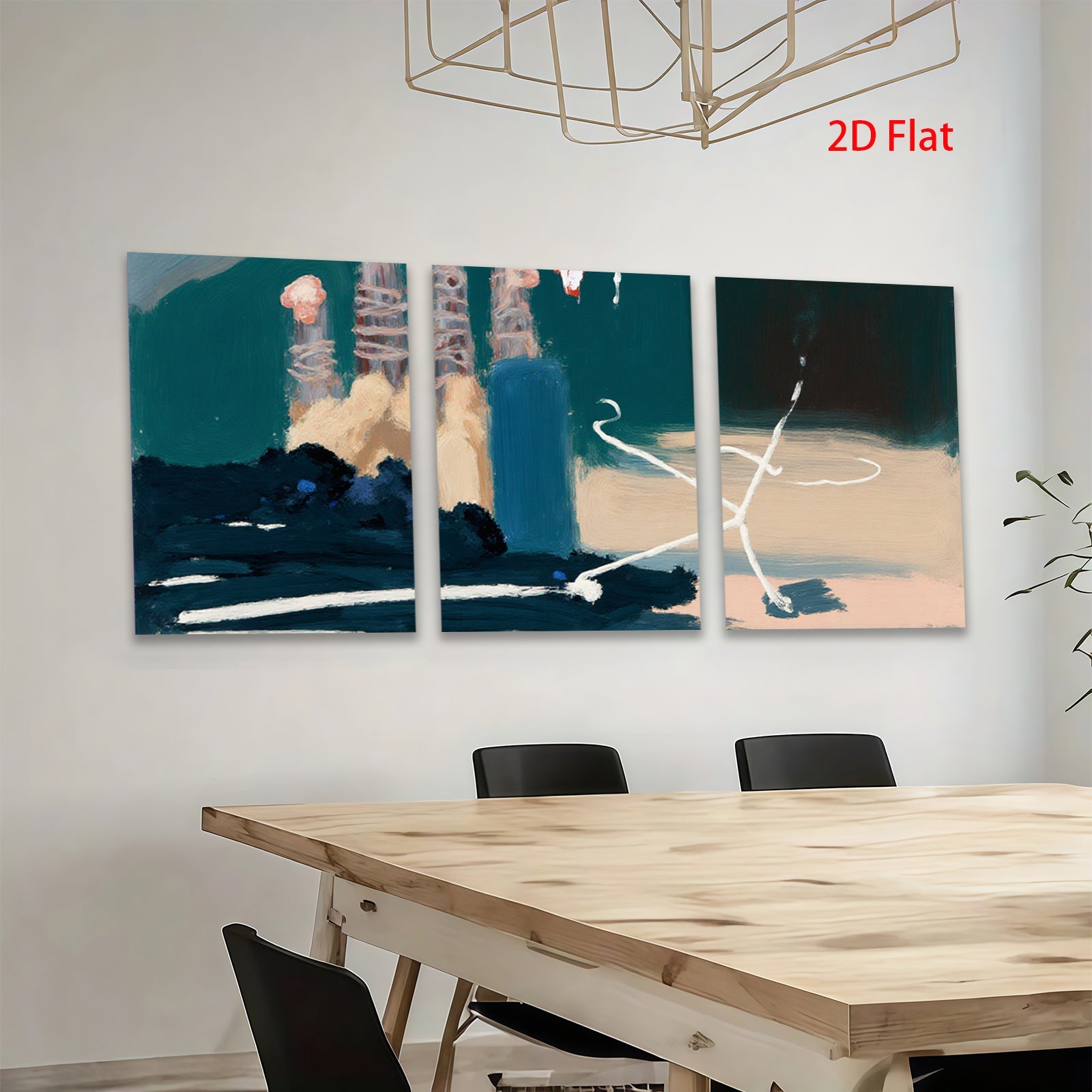2D flat 1pc Coastal abstract landscape painting modern farmhouse wall art for living room bedroom decor gallery wrapped canvas prints botanical botanical