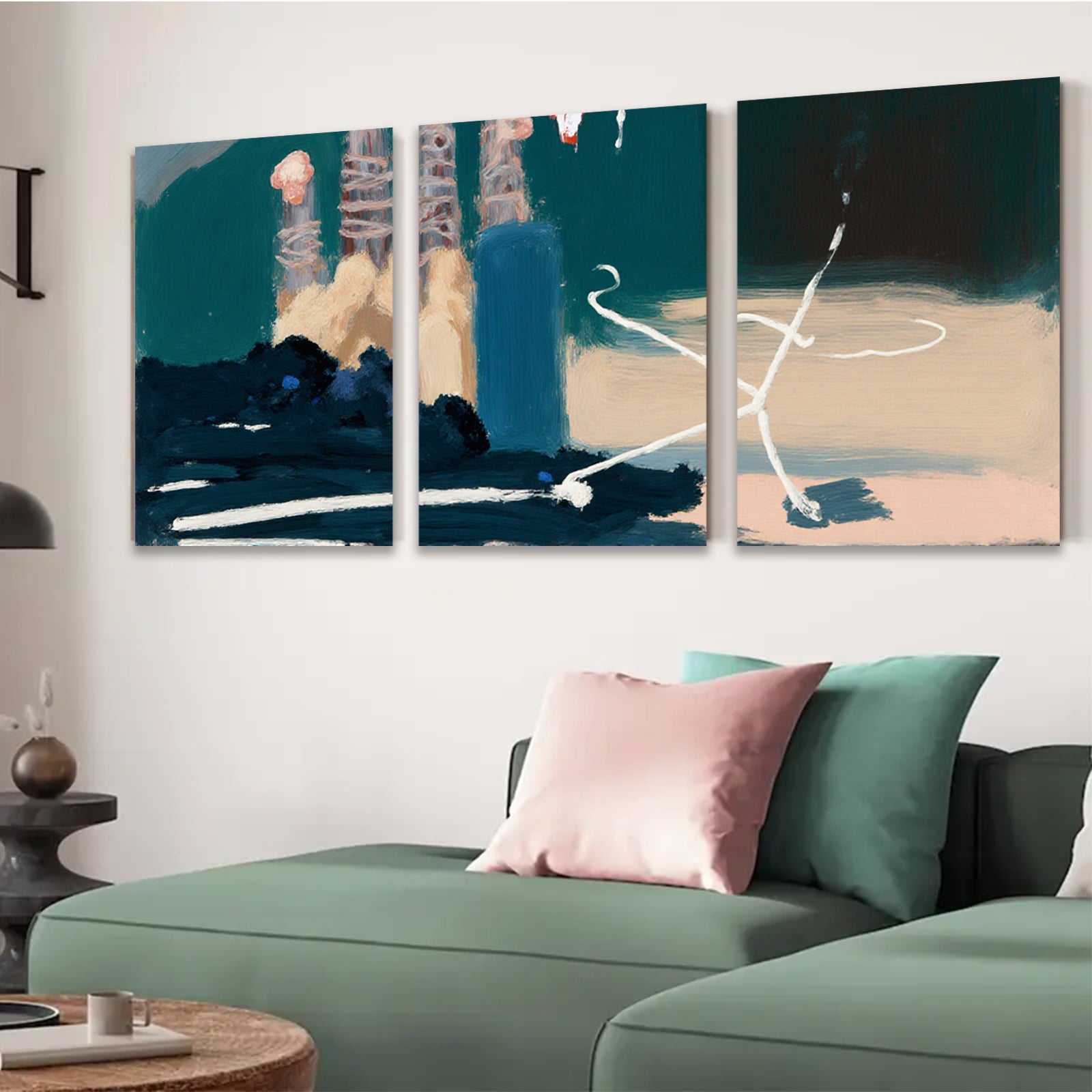 2D flat 1pc Coastal abstract landscape painting modern farmhouse wall art for living room bedroom decor gallery wrapped canvas prints botanical botanical