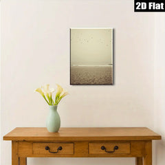 2D flat 1pc Coastal birds soar above golden beach serene wall art living room bedroom decor farmhouse style modern minimalist gallery wrapped canvas print