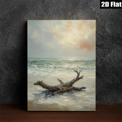 2D flat 1pc Coastal driftwood beach scene wall art for living room bedroom home decor farmhouse style canvas prints modern aesthetic