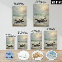 2D flat 1pc Coastal driftwood beach scene wall art for living room bedroom home decor farmhouse style canvas prints modern aesthetic