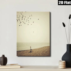 2D flat 1pc Coastal serenity lone figure beach scene wall decor for living room bedroom gallery wrapped canvas farmhouse style modern minimalist aesthetic