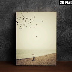 2D flat 1pc Coastal serenity lone figure beach scene wall decor for living room bedroom gallery wrapped canvas farmhouse style modern minimalist aesthetic