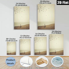 2D flat 1pc Coastal serenity lone figure beach scene wall decor for living room bedroom gallery wrapped canvas farmhouse style modern minimalist aesthetic