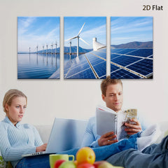 2D flat 1pc Coastal wind farm solar panels scenic wall art living room bedroom decor farmhouse style modern minimalist gallery wrapped canvas prints