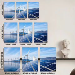 2D flat 1pc Coastal wind farm solar panels scenic wall art living room bedroom decor farmhouse style modern minimalist gallery wrapped canvas prints