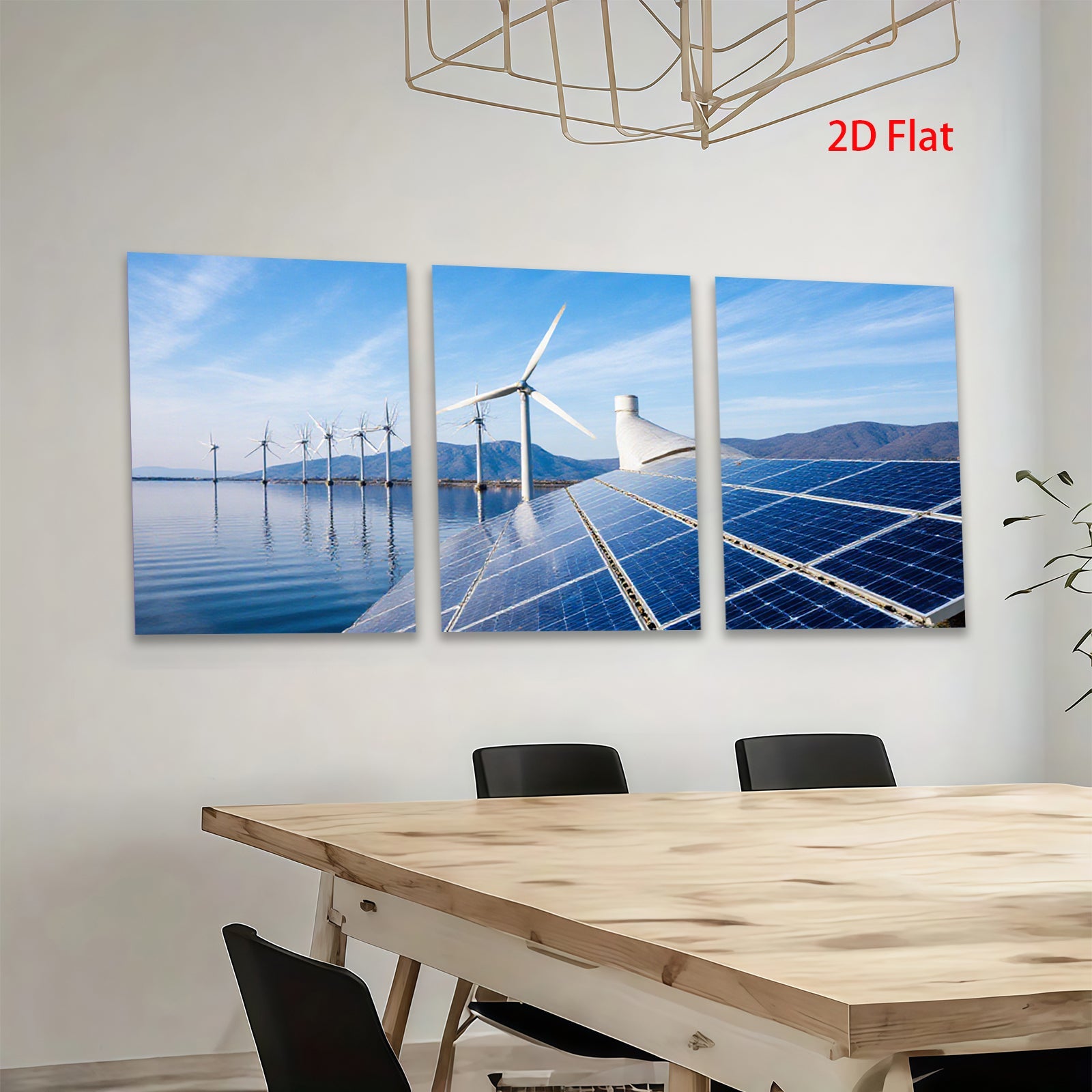 2D flat 1pc Coastal wind farm solar panels scenic wall art living room bedroom decor farmhouse style modern minimalist gallery wrapped canvas prints