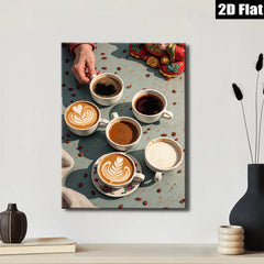 2D flat 1pc Coffee Variety Still Life Kitchen Decor Farmhouse Style Living Room Wall Art Modern Minimalist Gallery Wrapped Canvas Prints