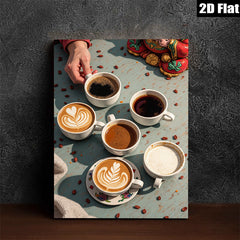 2D flat 1pc Coffee Variety Still Life Kitchen Decor Farmhouse Style Living Room Wall Art Modern Minimalist Gallery Wrapped Canvas Prints