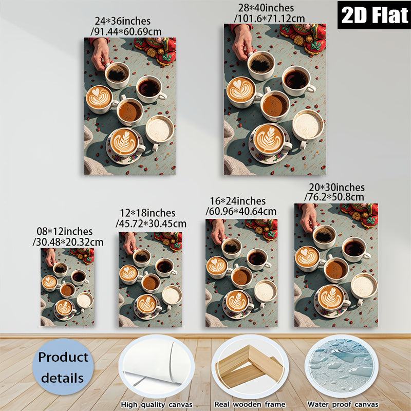 2D flat 1pc Coffee Variety Still Life Kitchen Decor Farmhouse Style Living Room Wall Art Modern Minimalist Gallery Wrapped Canvas Prints