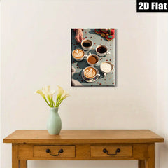 2D flat 1pc Coffee Variety Still Life Kitchen Decor Farmhouse Style Living Room Wall Art Modern Minimalist Gallery Wrapped Canvas Prints