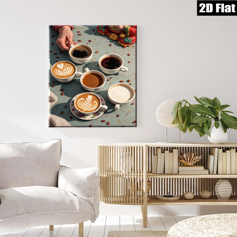 2D flat 1pc Coffee Variety Still Life Kitchen Decor Farmhouse Style Living Room Wall Art Modern Minimalist Gallery Wrapped Canvas Prints