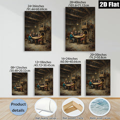 2D flat 1pc Colonial Family Game Night Historic Farmhouse Scene Wall Decor Living Room Bedroom Gallery Wrapped Canvas Print Farmhouse Style