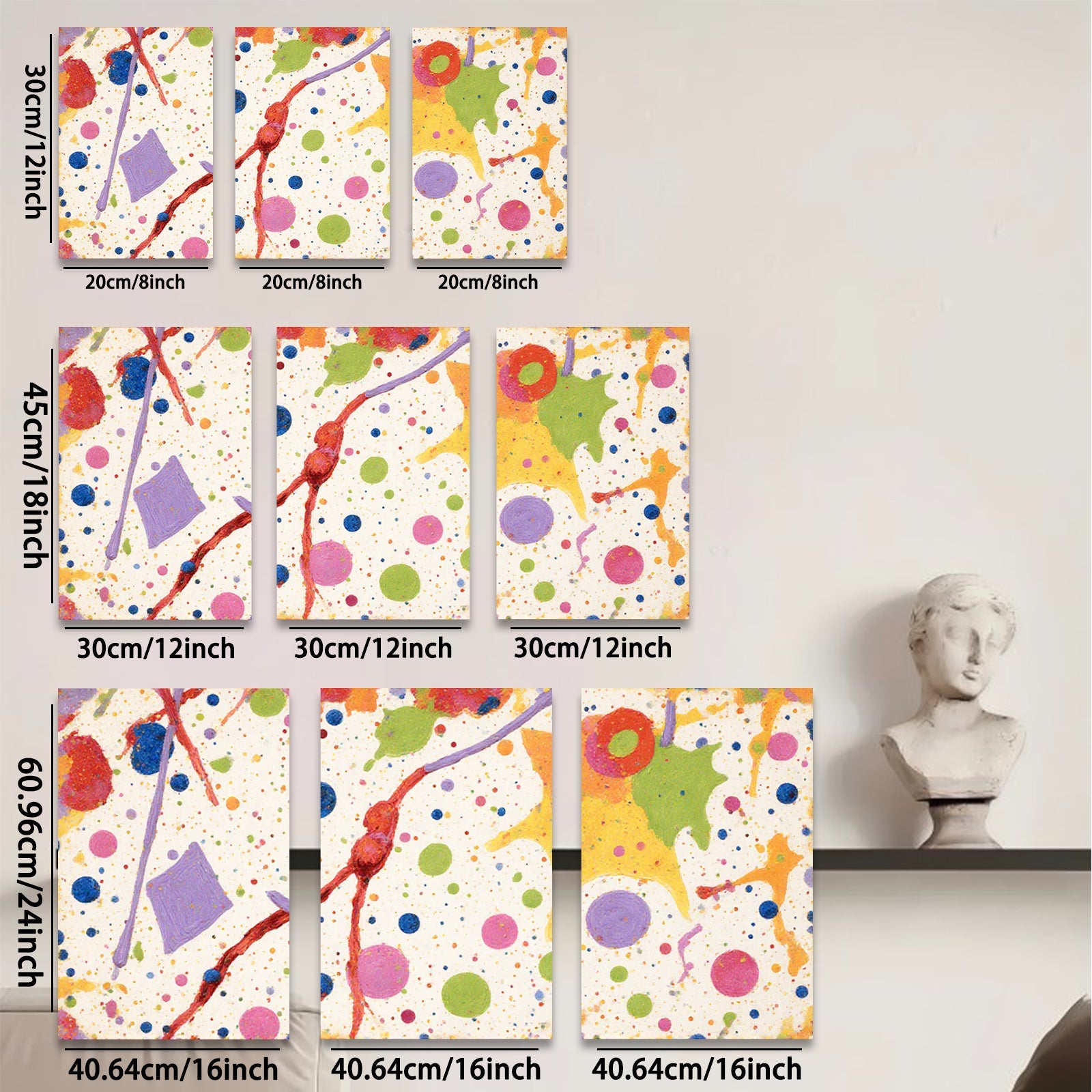 2D flat 1pc Colorful Abstract Splatter Canvas Wall Art Modern Living Room Bedroom Decor Farmhouse Style Gallery Wrapped Pictures Ready to Hang