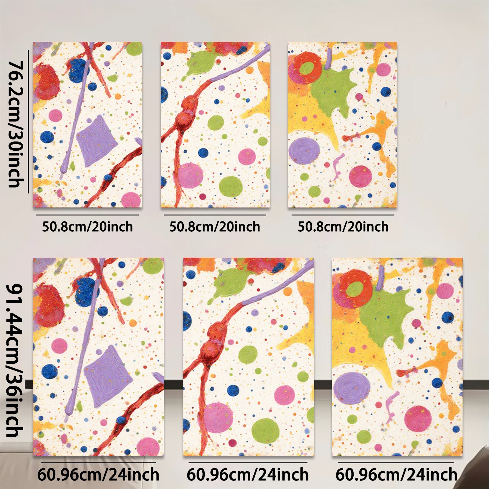 2D flat 1pc Colorful Abstract Splatter Canvas Wall Art Modern Living Room Bedroom Decor Farmhouse Style Gallery Wrapped Pictures Ready to Hang