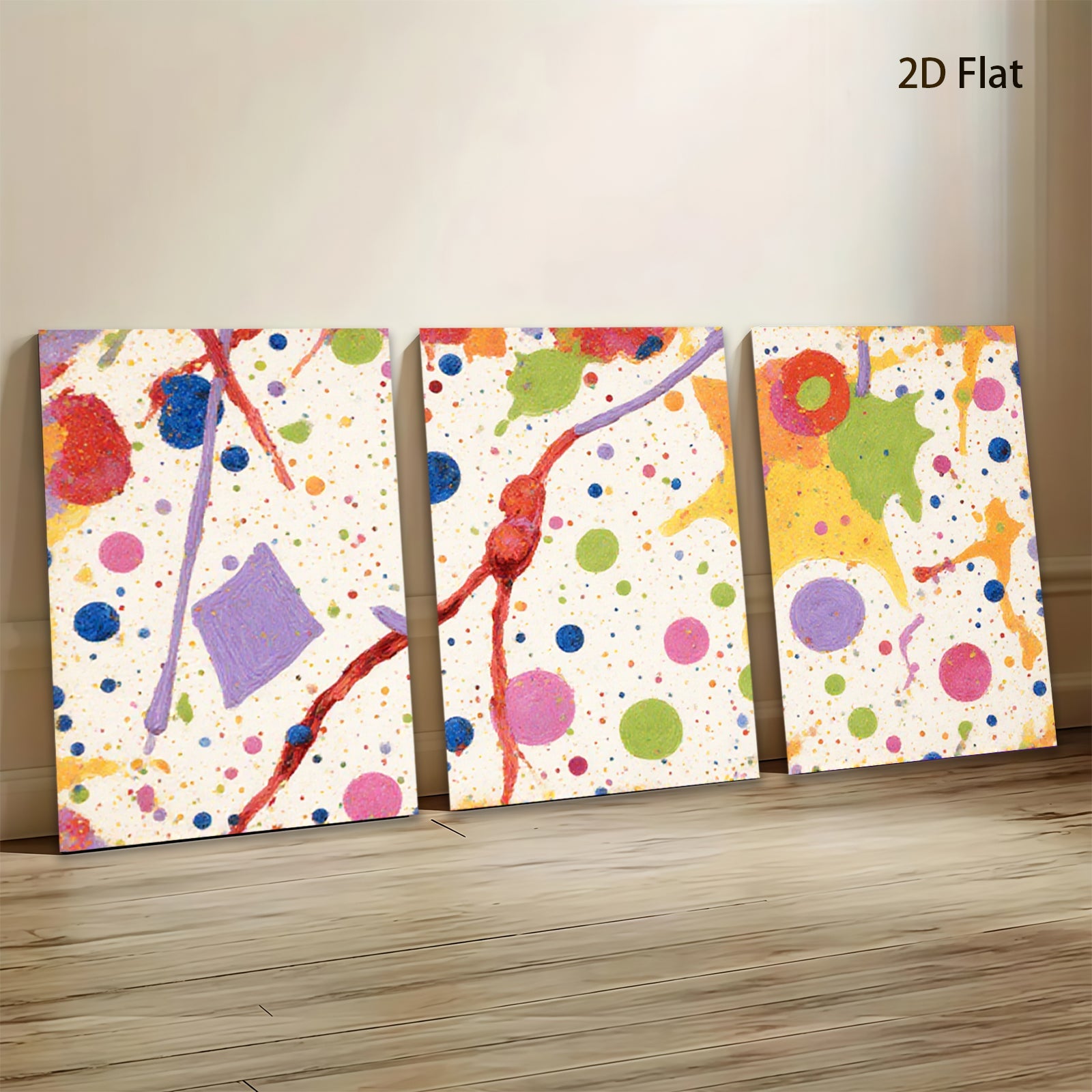 2D flat 1pc Colorful Abstract Splatter Canvas Wall Art Modern Living Room Bedroom Decor Farmhouse Style Gallery Wrapped Pictures Ready to Hang