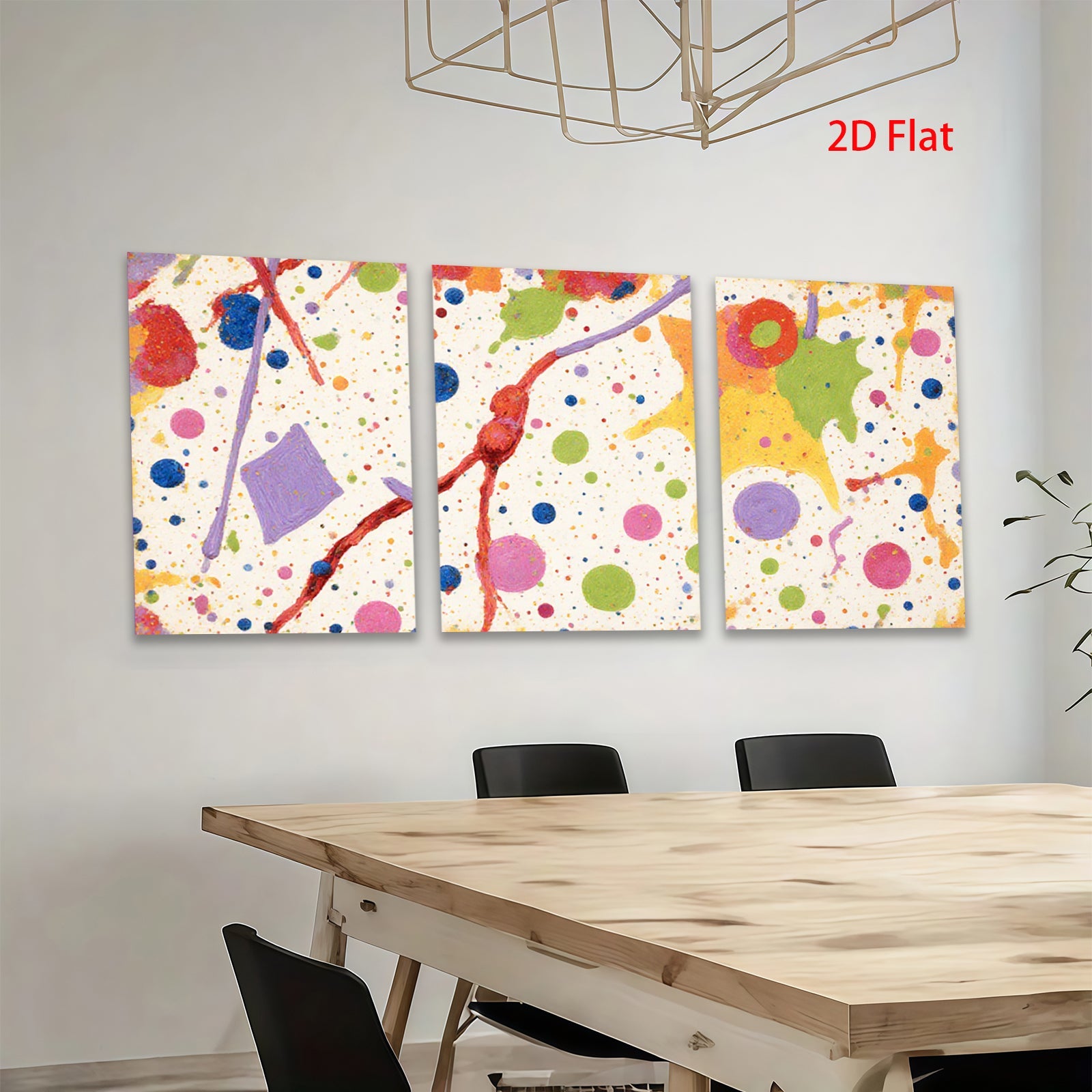2D flat 1pc Colorful Abstract Splatter Canvas Wall Art Modern Living Room Bedroom Decor Farmhouse Style Gallery Wrapped Pictures Ready to Hang