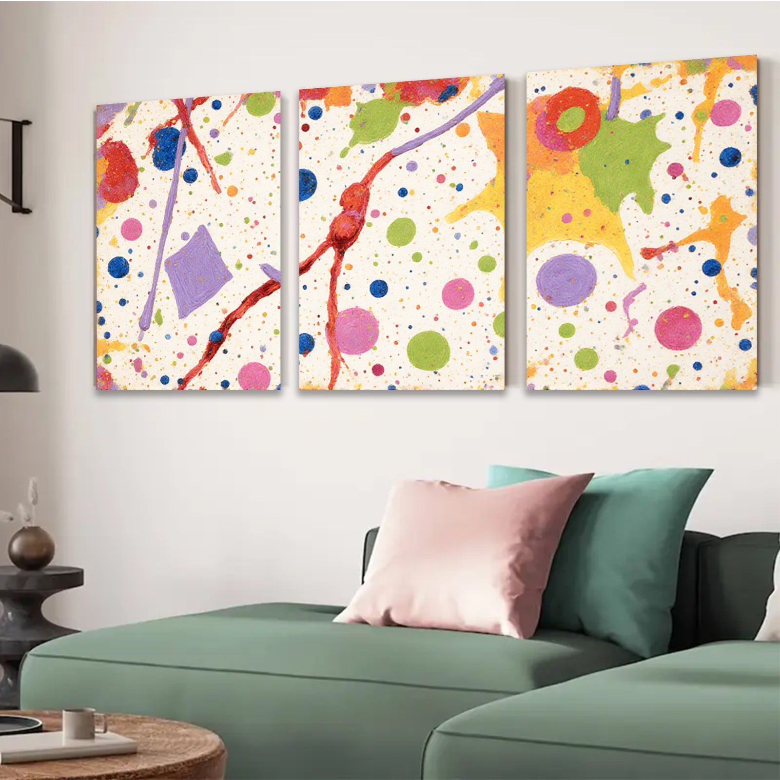 2D flat 1pc Colorful Abstract Splatter Canvas Wall Art Modern Living Room Bedroom Decor Farmhouse Style Gallery Wrapped Pictures Ready to Hang