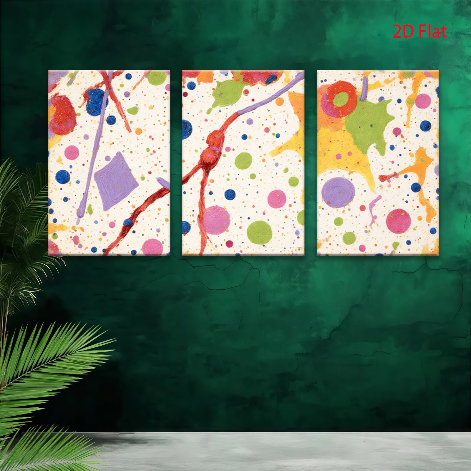 2D flat 1pc Colorful Abstract Splatter Canvas Wall Art Modern Living Room Bedroom Decor Farmhouse Style Gallery Wrapped Pictures Ready to Hang