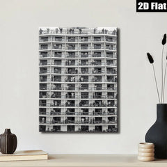 2D flat 1pc Community Balcony Life Urban Cityscape Wall Art Decor Living Room Bedroom Modern Farmhouse Gallery Wrapped Canvas Prints