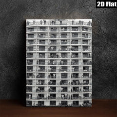 2D flat 1pc Community Balcony Life Urban Cityscape Wall Art Decor Living Room Bedroom Modern Farmhouse Gallery Wrapped Canvas Prints