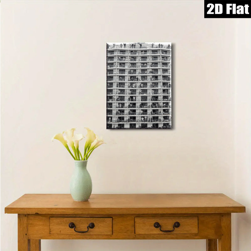 2D flat 1pc Community Balcony Life Urban Cityscape Wall Art Decor Living Room Bedroom Modern Farmhouse Gallery Wrapped Canvas Prints