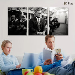 2D flat 1pc Commuters in somber urban transit scene modern wall art living room bedroom decor farmhouse style gallery wrapped canvas prints inspirational statement piece cozy vibes trending now