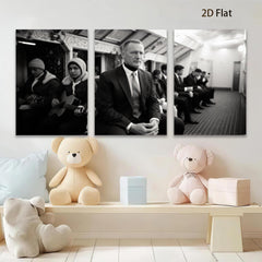 2D flat 1pc Commuters in somber urban transit scene modern wall art living room bedroom decor farmhouse style gallery wrapped canvas prints inspirational statement piece cozy vibes trending now