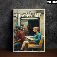 2D flat 1pc Commuters on Subway Train Reading New York City Life Canvas Wall Art Living Room Bedroom Decor Modern Farmhouse Style Gallery Wrapped Prints