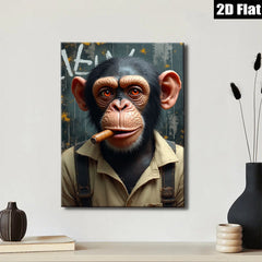 2D flat 1pc Cool Chimpanzee Portrait Wall Art Living Room Bedroom Modern Farmhouse Decor Gallery Wrapped Canvas Prints Animal Wildlife Statement Piece