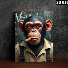 2D flat 1pc Cool Chimpanzee Portrait Wall Art Living Room Bedroom Modern Farmhouse Decor Gallery Wrapped Canvas Prints Animal Wildlife Statement Piece