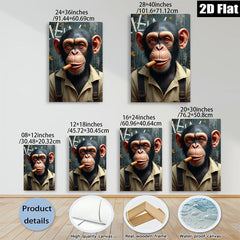 2D flat 1pc Cool Chimpanzee Portrait Wall Art Living Room Bedroom Modern Farmhouse Decor Gallery Wrapped Canvas Prints Animal Wildlife Statement Piece