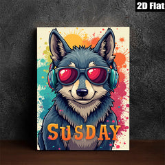2D flat 1pc Cool Dog Music Portrait Wall Art Modern Farmhouse Decor Living Room Bedroom Canvas Prints Gallery Wrapped Home Decorations Trending Now