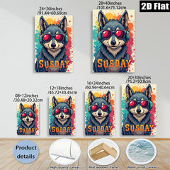 2D flat 1pc Cool Dog Music Portrait Wall Art Modern Farmhouse Decor Living Room Bedroom Canvas Prints Gallery Wrapped Home Decorations Trending Now