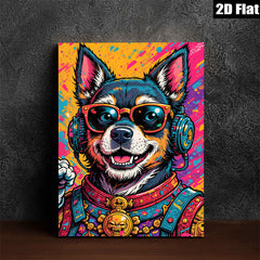 2D flat 1pc Cool Hip Hop Dog Portrait Wall Art Canvas Prints For Living Room Bedroom Decor Modern Farmhouse Aesthetic Gallery Wrapped Ready To Hang